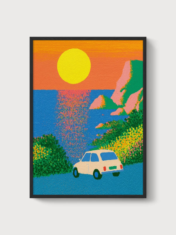 Retro Car Poster poster in black frame
