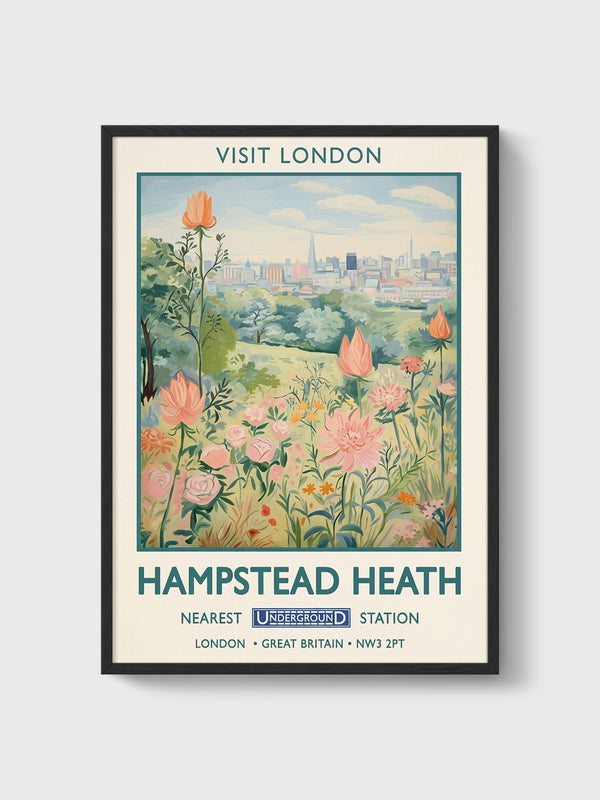 Hampstead Heath Travel Poster poster in black frame