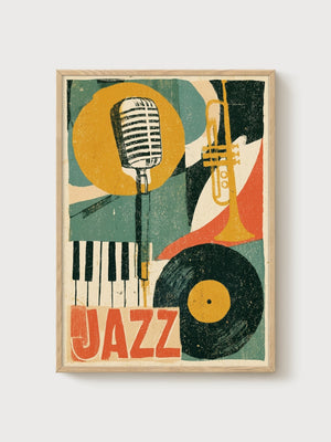 Jazz Poster poster in oak frame