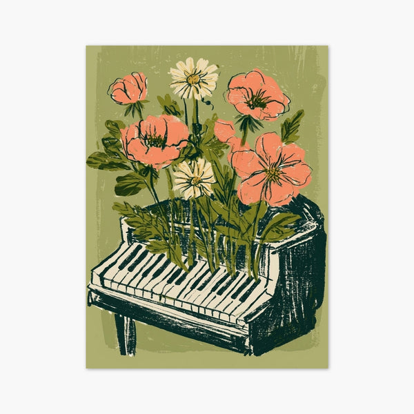 Piano Flowers Wall Art art print