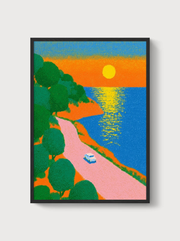 Retro Car Poster poster in black frame