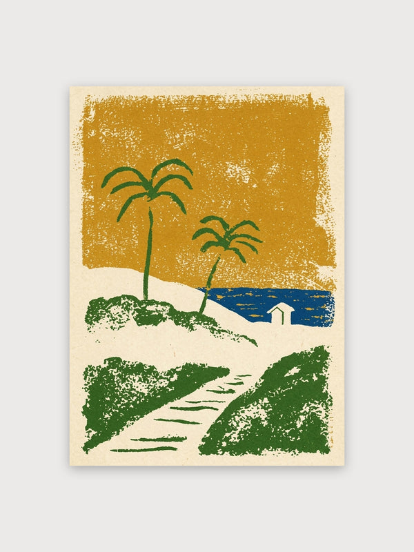 Vintage Tropical Coastal Landscape - Digital Download