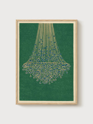 Bauhaus Chandelier Print poster in oak frame