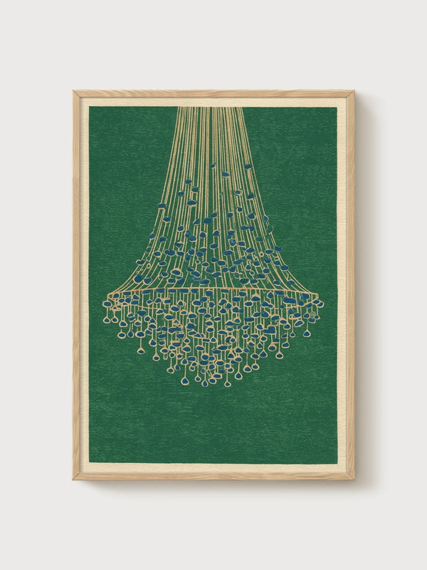 Bauhaus Chandelier Print poster in oak frame