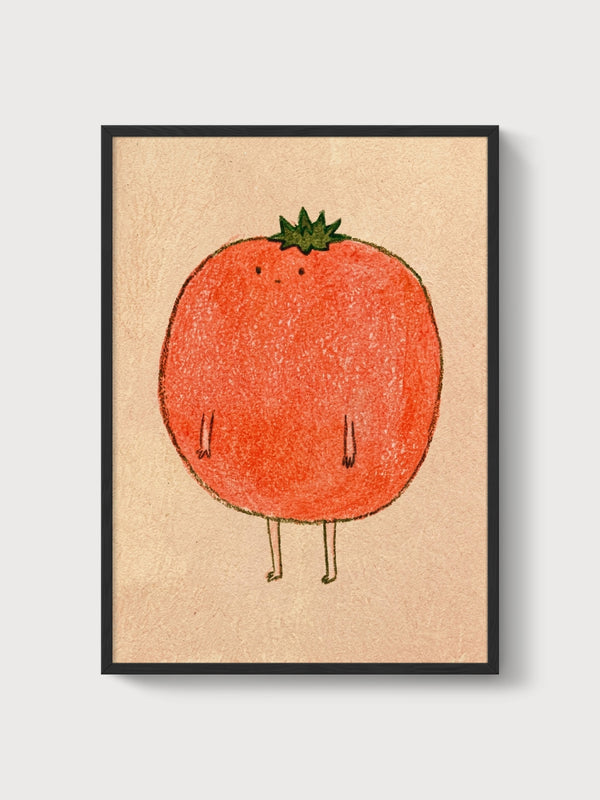 Whimsical Tomato Print poster in black frame