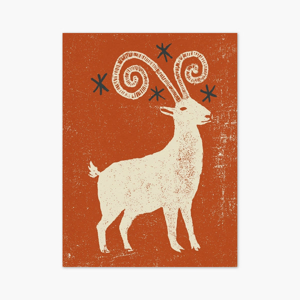 Ibex Goat Folk Art Print art print