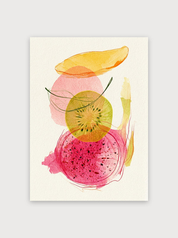 Tropical Fruits Watercolor Study - Digital Download