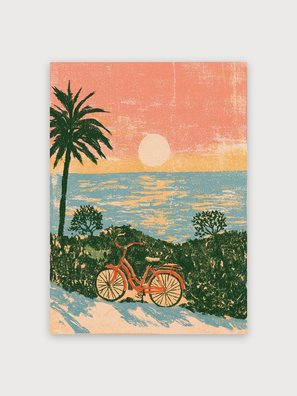 Retro Beach Bicycle Sunset - Digital Download