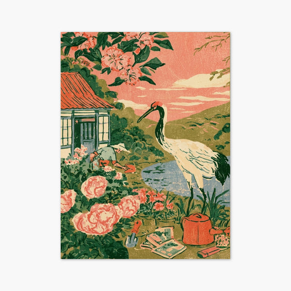 Japanese Crane Garden Print art print