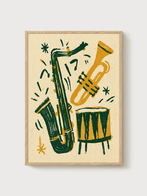 Bauhaus Jazz Poster poster in oak frame