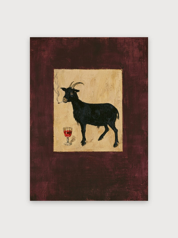 Smoking Goat With Wine Glass - Digital Download