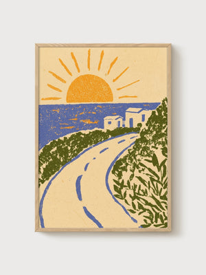 Here Comes The Sun Poster poster in oak frame