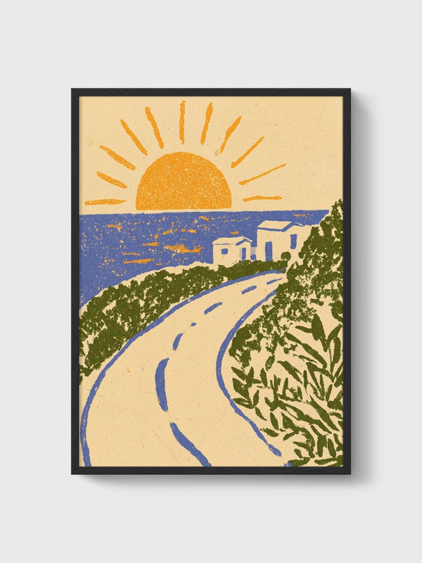 Here Comes The Sun Poster poster in black frame