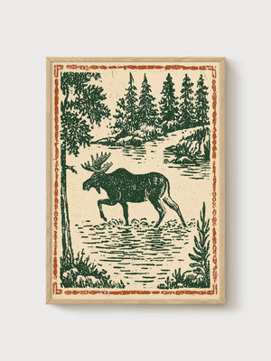 Moose Poster poster in oak frame