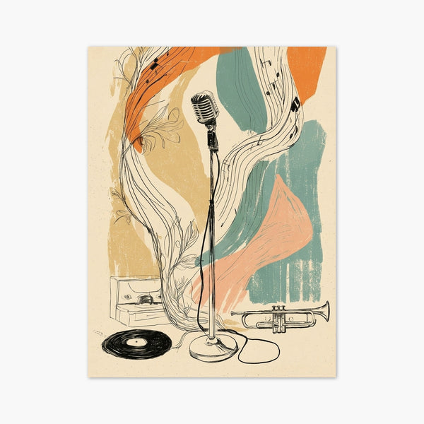 Vintage Microphone Music Poster art print