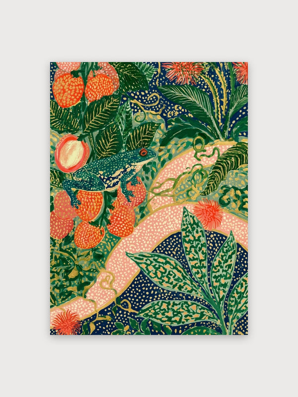Art Nouveau Strawberry Lizard Garden - Digital Download
