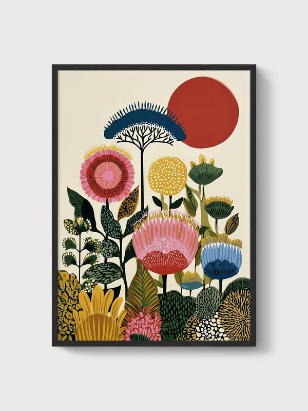 Botanical Print Wall Art poster in black frame