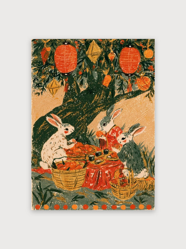 Vintage Rabbit Lantern Festival Harvest - Digital Download