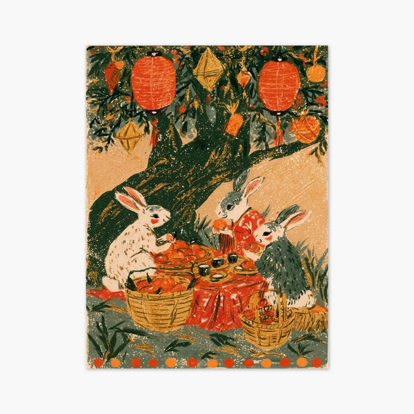 Tree Of Life Rabbit Folk Art Print art print