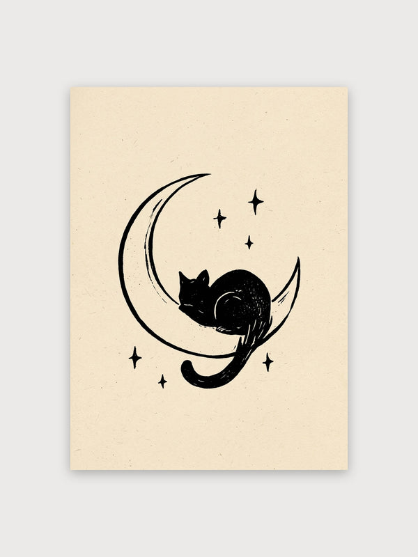Black Cat Moon Stars - Digital Download