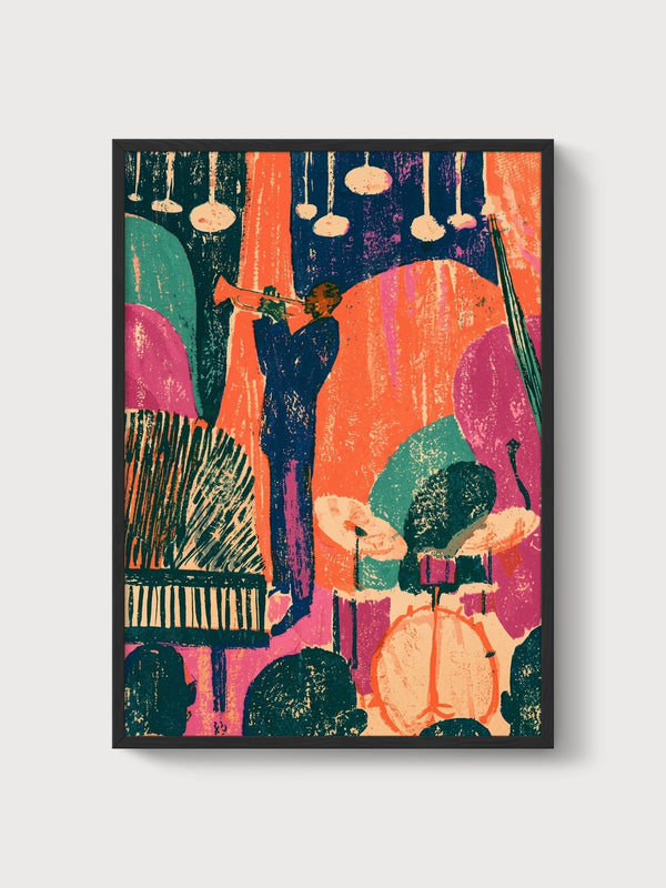 Jazz Club Poster poster in black frame