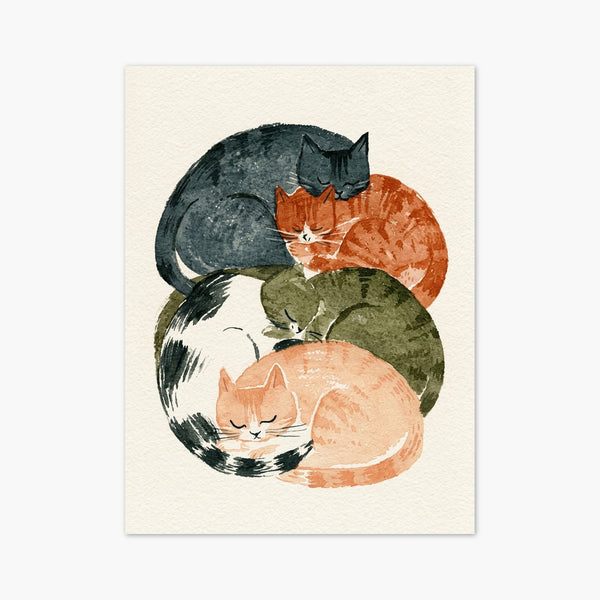 Sleeping Cats Watercolor Painting art print