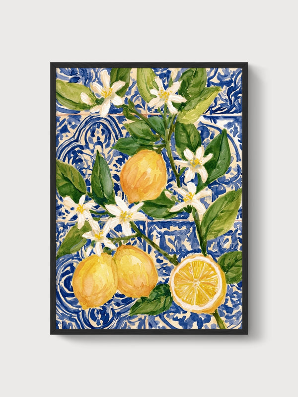 Lemon Wall Art poster in black frame