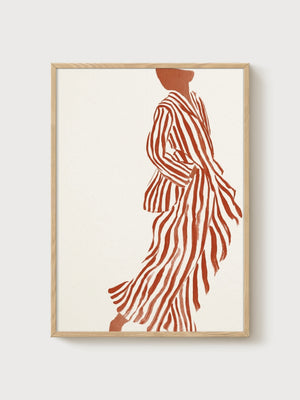 Terracotta Line Art Poster poster in oak frame