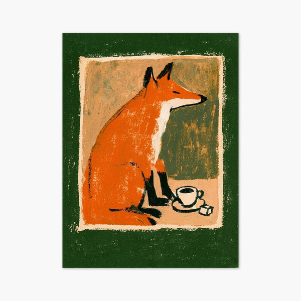 Fox Coffee Poster art print