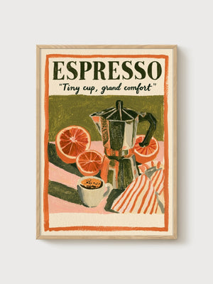 Espresso Poster poster in oak frame