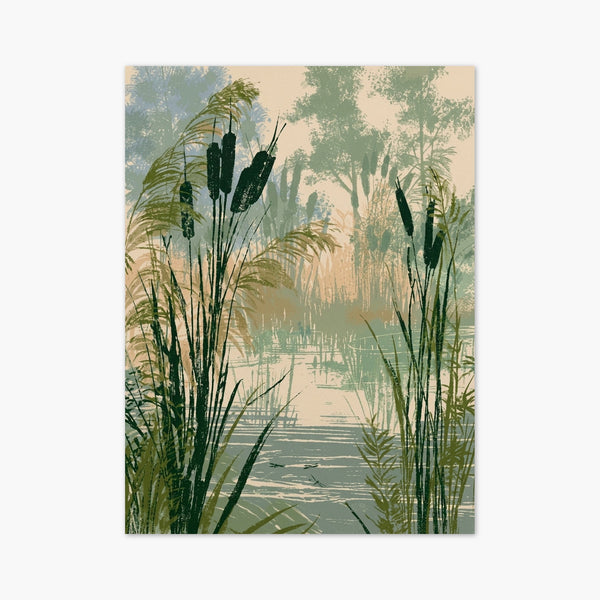 Cattails Marsh Landscape Print art print