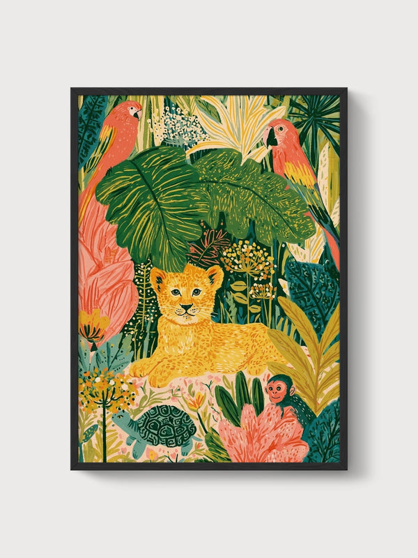 Lion Poster poster in black frame