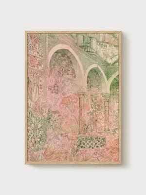 Art Nouveau Garden Arches Print poster in oak frame