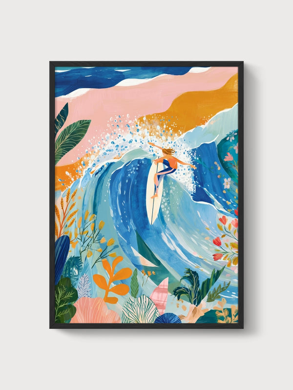 Surfer Print poster in black frame