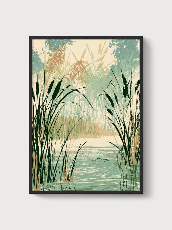 Marsh Painting Print poster in black frame
