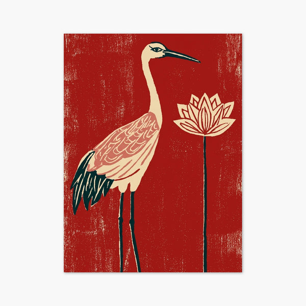 Crane and Lotus Print art print