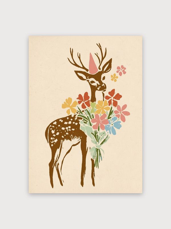 Deer with Wildflower Bouquet - Digital Download