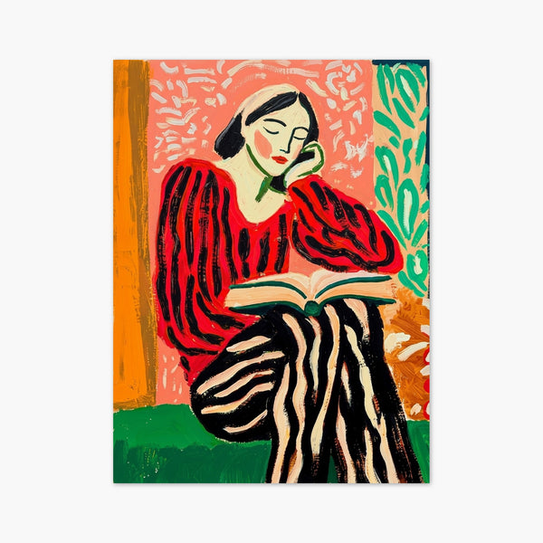 Woman Reading Book Poster art print