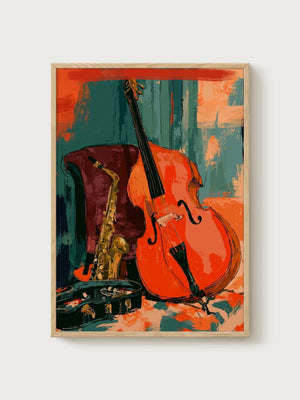 Pop Art Jazz Poster poster in oak frame