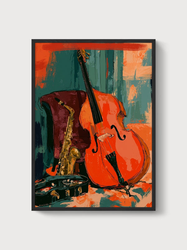 Pop Art Jazz Poster poster in black frame