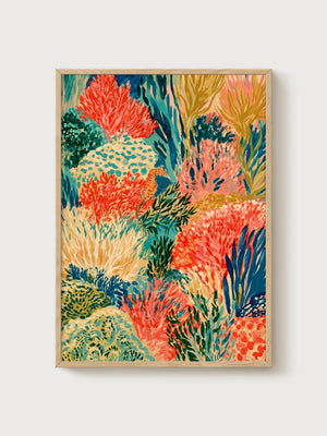 Ocean Wall Art poster in oak frame
