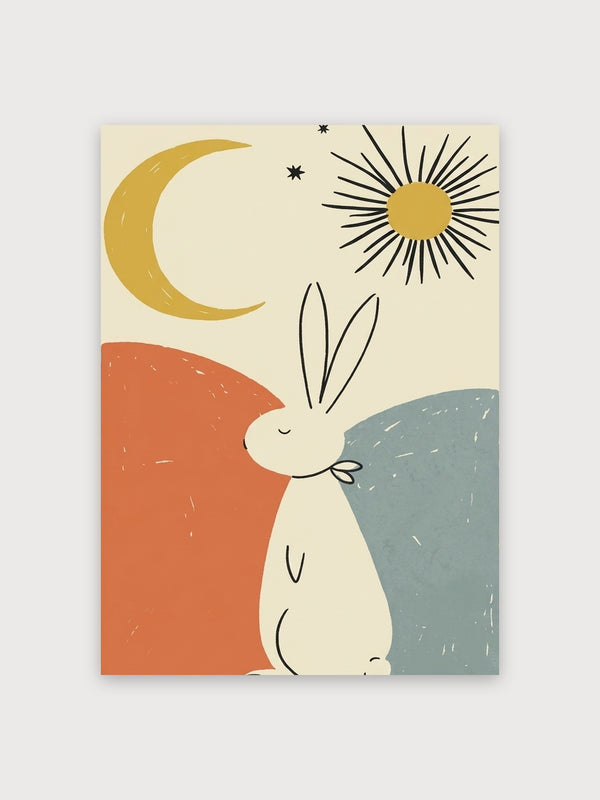 Minimalist Rabbit Moon Sun - Digital Download