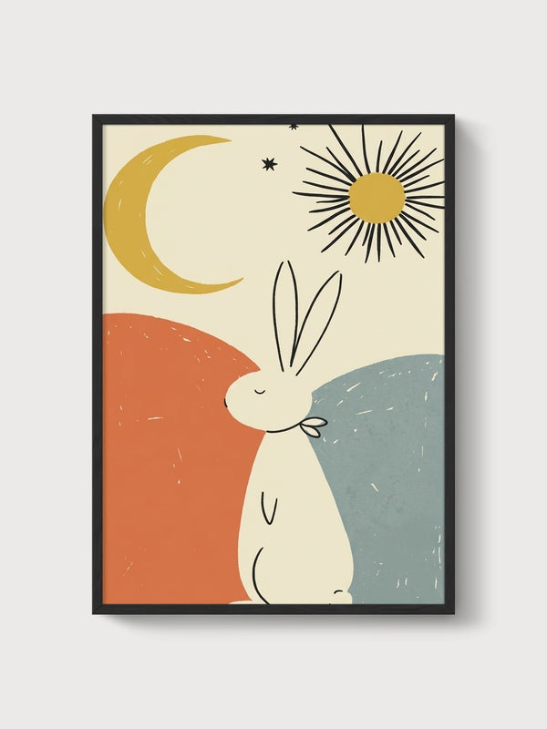 Rabbit Wall Art poster in black frame