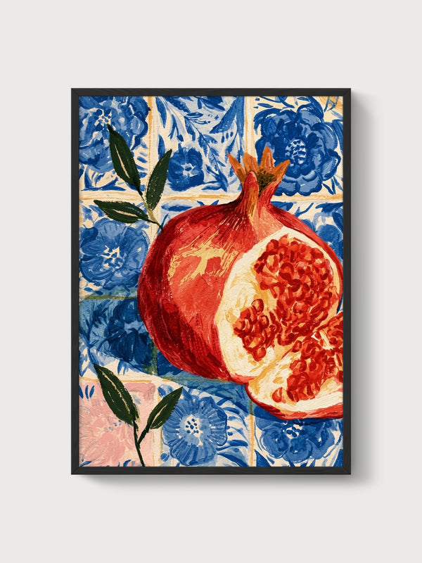Pomegranate Fruit Art Print poster in black frame