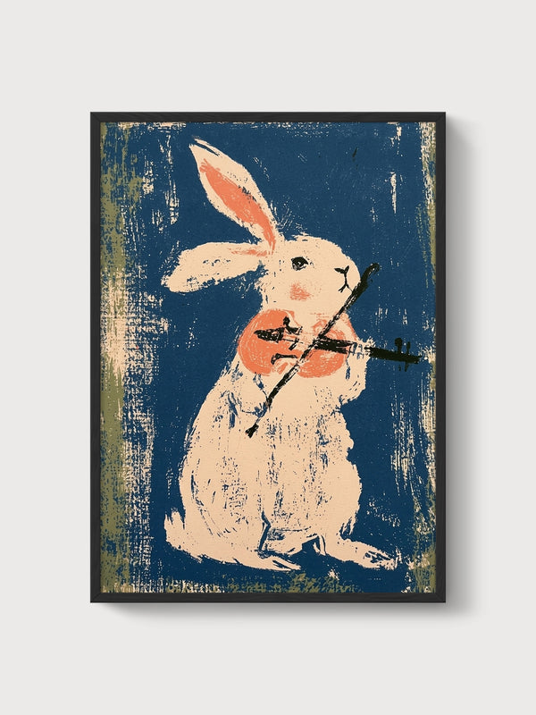Rabbit Wall Art poster in black frame