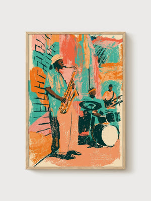 Jazz Poster poster in oak frame