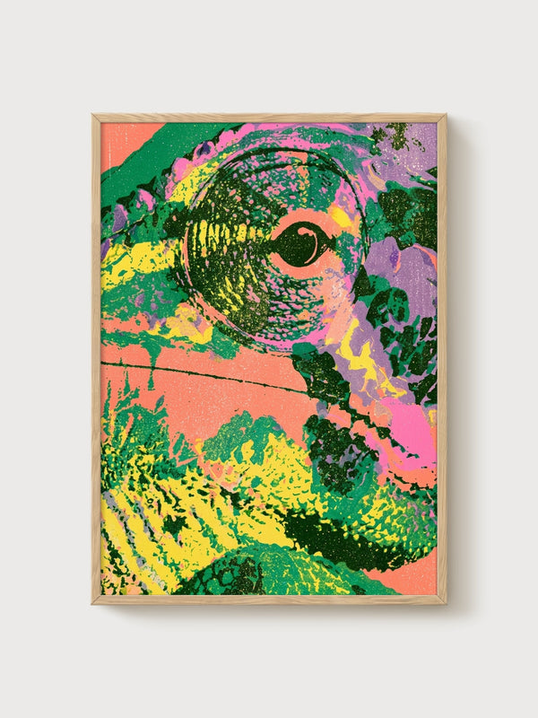 Psychedelic Pop Art Poster poster in oak frame