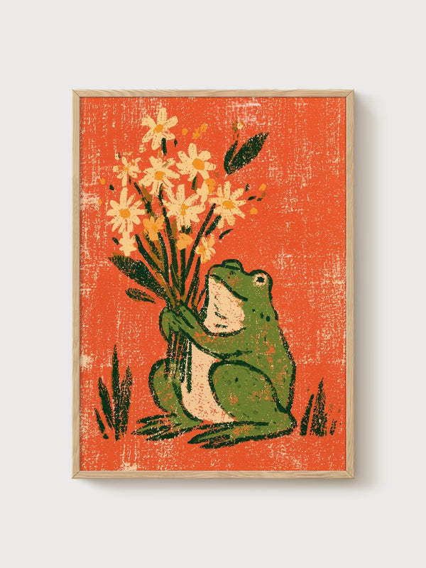 Frog Poster poster in oak frame