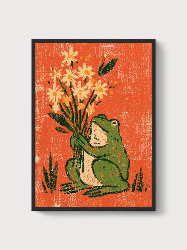 Frog Poster poster in black frame