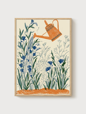 Garden Art Print poster in oak frame